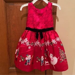 Bonnie Jean Red Holiday Dress with Black Accents